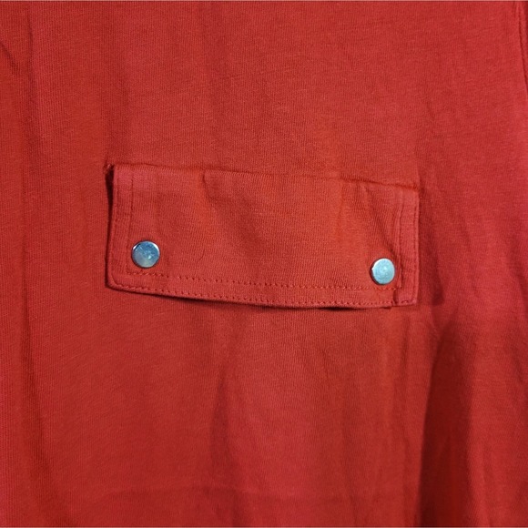 Zara Red Basic Crewneck Chest Pocket Cotton Tee - Picture 4 of 10